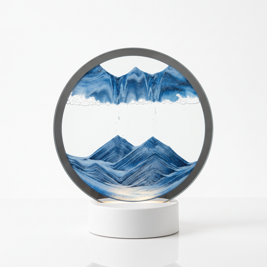 Slika od peska u pokretu sa svetlećim postoljem